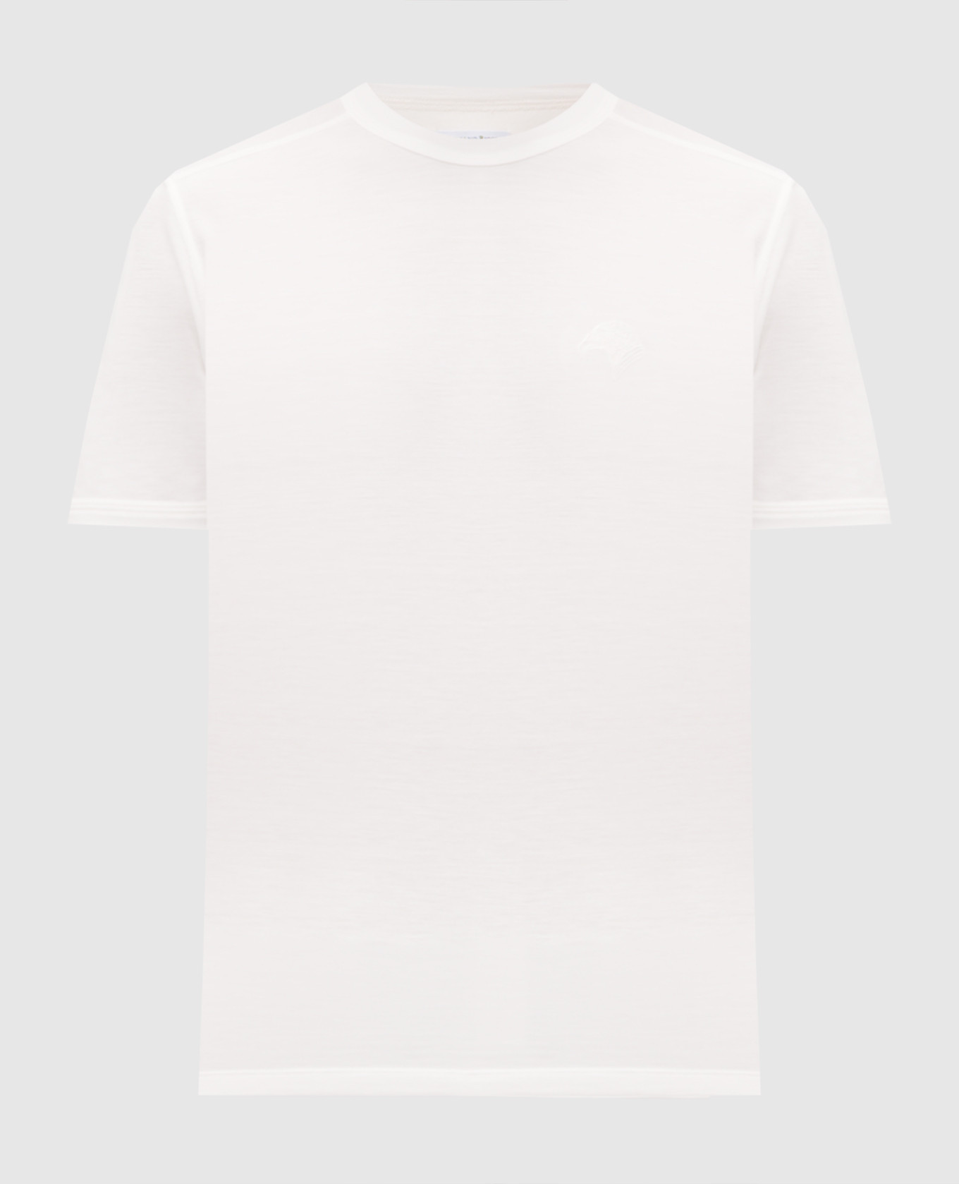 White silk T-shirt with logo embroidery