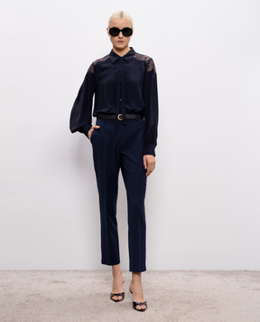Twinset Blue pants with logo embroidery 261TE2130