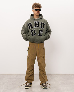 Rhude Khaki hoodies with textured logo RHPF26HO12012
