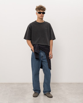 Off-White Grey T-shirt with textured logo 44MAA120F26J00W