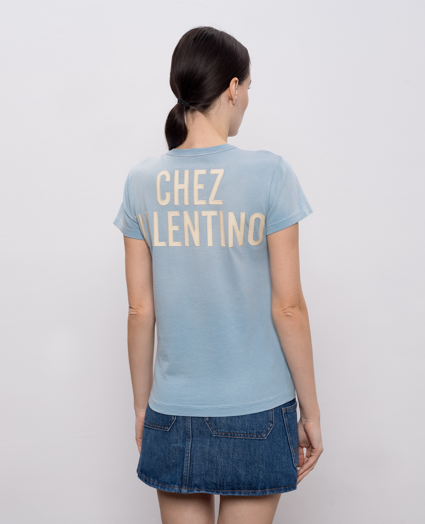 

Panther Lady blue t-shirt with vintage effect Valentino, Light blue