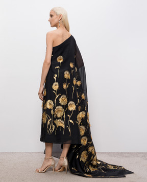 Taller Marmo Steinem black one-shoulder silk dress SS2626