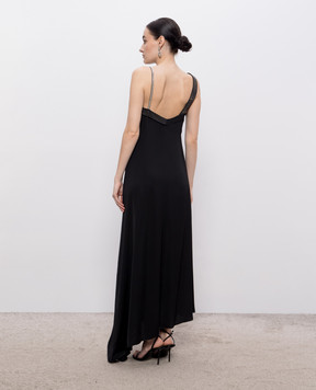 Peserico Black maxi dress with monil chain E0234001940