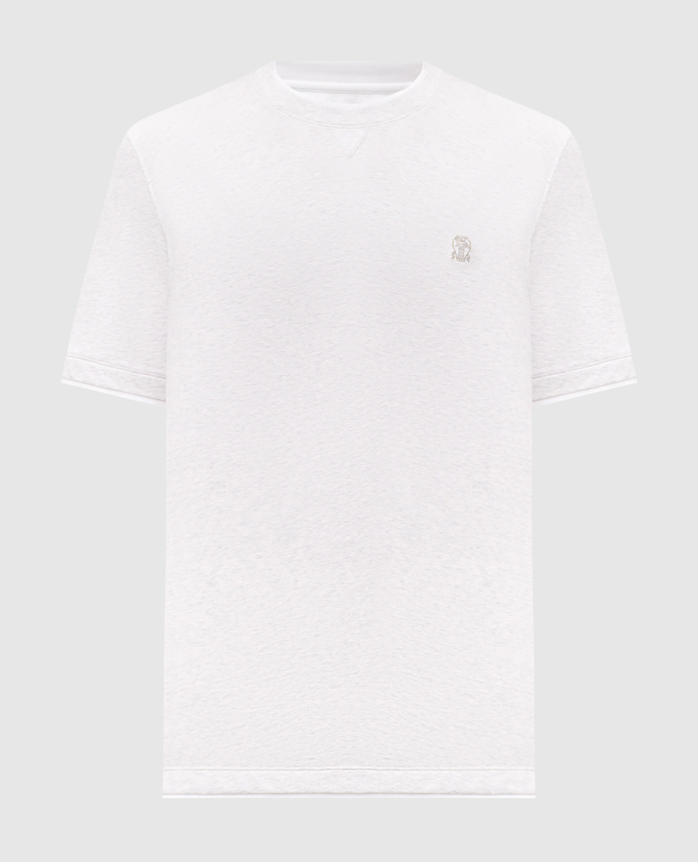 Grey melange T-shirt with embroidered emblem