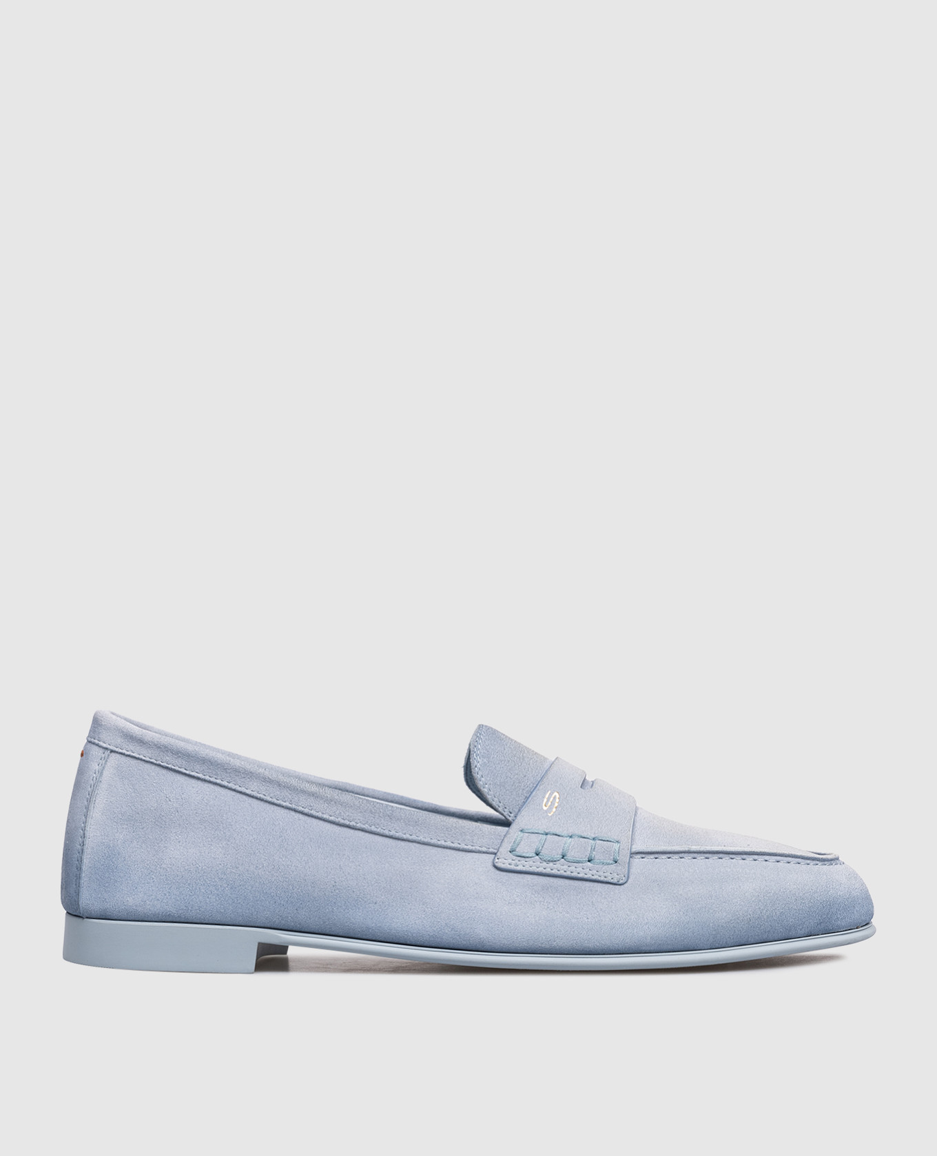 

Blue suede loafers Santoni, Light blue