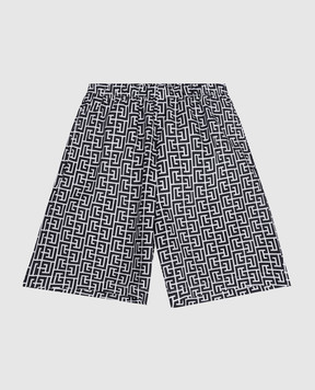 Balmain Children's black swim shorts with branded print BYCP39Z3782410