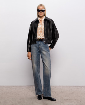 Babe Pay Pls Black leather jacket 2617WETWHITE
