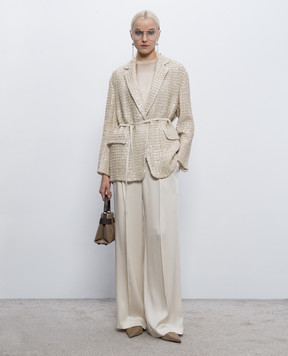 Brunello Cucinelli Beige pants with a monil chain M0H38P8884