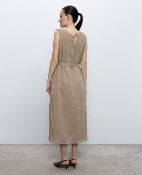 Peserico Beige dress with monil chain S02235L10A00481