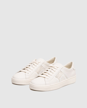 Santoni White leather sneakers with embroidery WBGT61346PNNTWIR