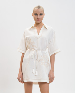 Twinset White linen dress with embroidery 261LM2MCC