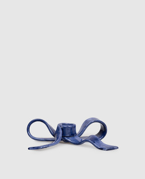 Bitossi Home Blue ceramic candlestick in the shape of a bow EMP00419