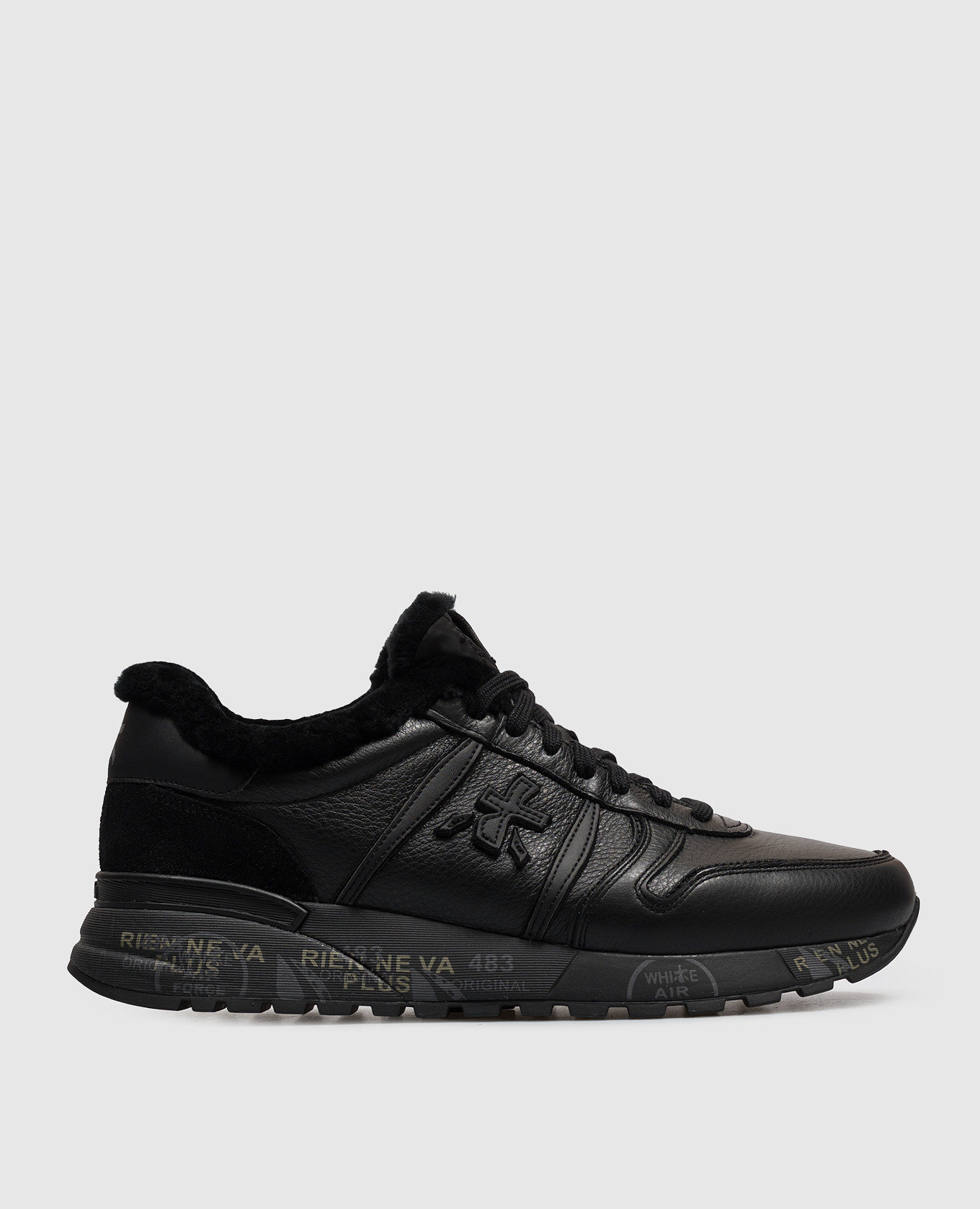 Lander black leather sneakers with fur Premiata