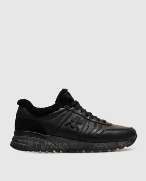 Premiata Lander black leather sneakers with fur LANDER8659M