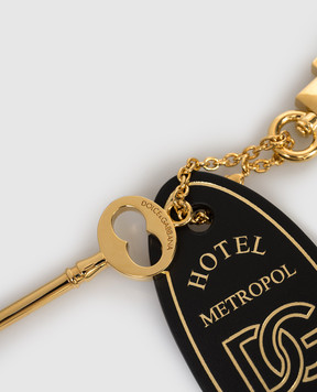 Dolce&Gabbana Black leather keychain with key and branded token BI3479A0500