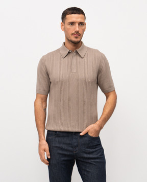 Canali Beige polo shirt with a pattern MK02463C1177