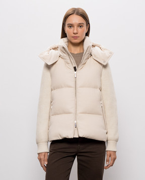 MooRER Beige GHIARA down jacket with removable sleeves GHIARALS9
