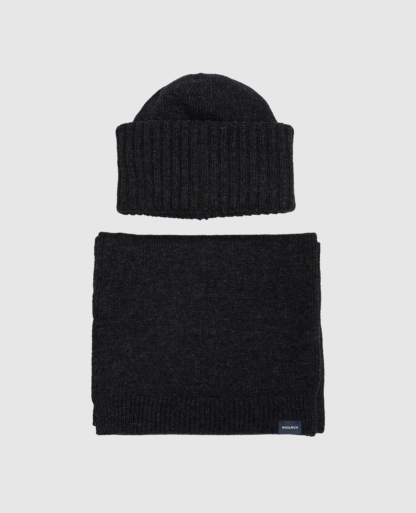 Gray beanie and scarf set in a gift box