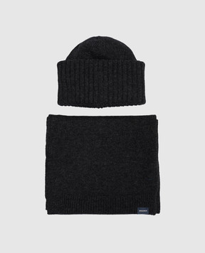 Woolrich Gray beanie and scarf set in a gift box CFWWAC2041FRUF0706