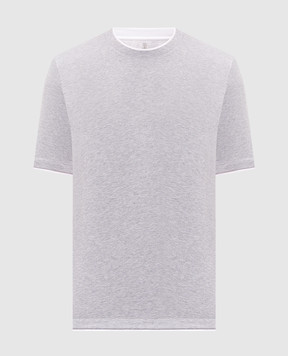Brunello Cucinelli Melange grey T-shirt with layering effect M0B137427