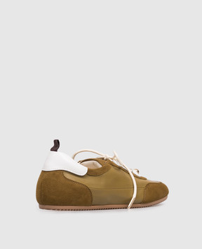 Babe Pay Pls Khaki leather sneakers with beads NICKY