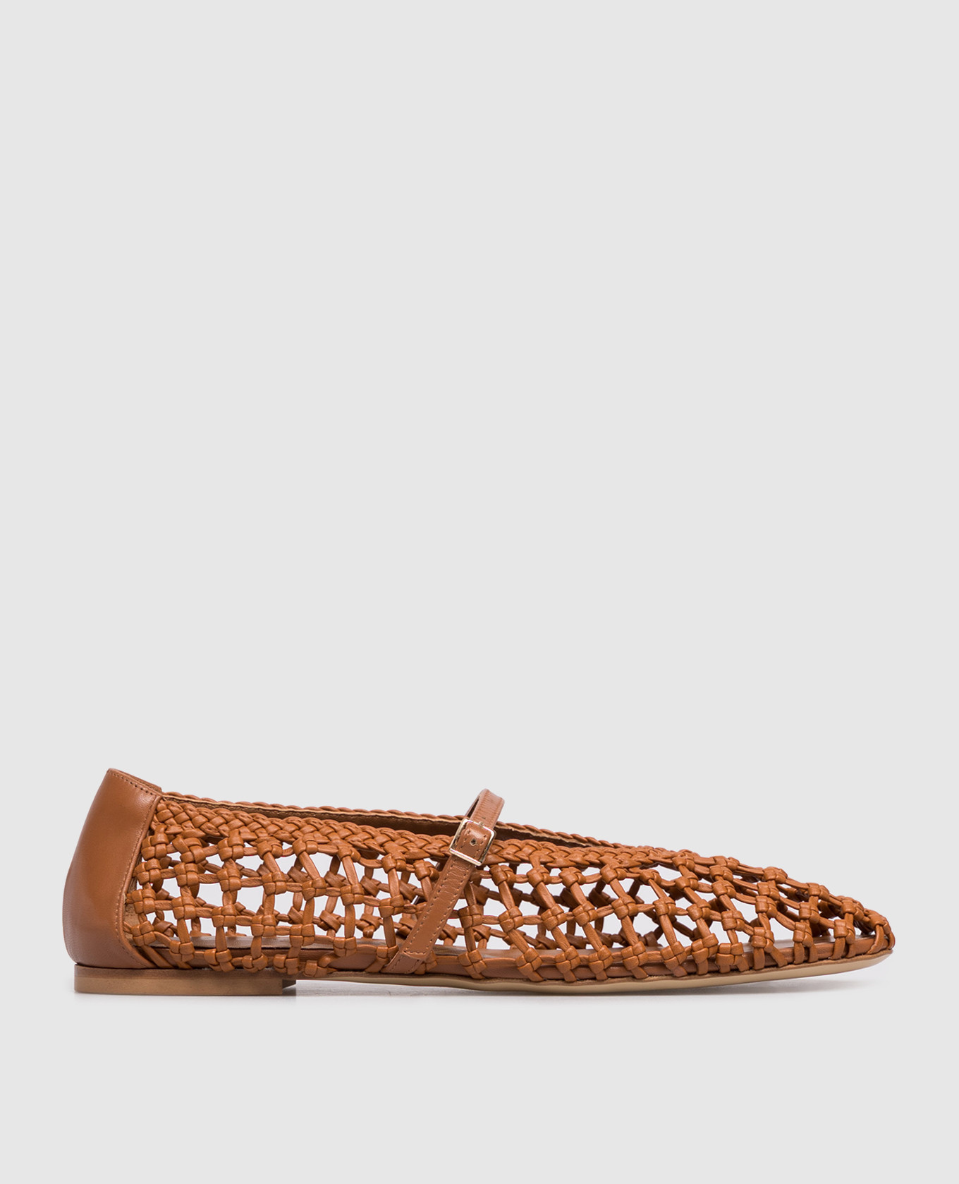 

Brown leather ballet flats with weaving Babe Pay Pls