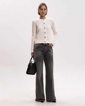 Twinset Ivory cardigan with textured pattern 262TP3101