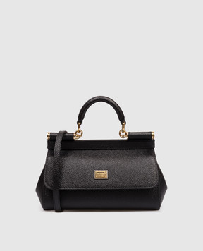 Dolce&Gabbana Sicily black leather bag with logo plate BB7116B1001