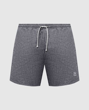 Brunello Cucinelli Green swim shorts with branded print MR847043