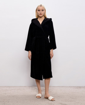 Symbol Home Black terry robe with hood BAMBOOSPONGEBATHROBE