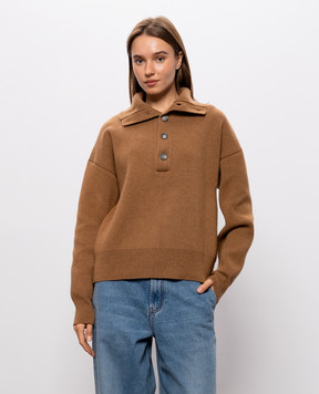Ami Paris Brown merino wool sweater UKS885KN0192w