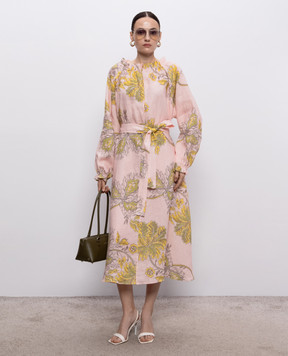 La DoubleJ Pink linen dress with print DRE0818LIN014SWA01