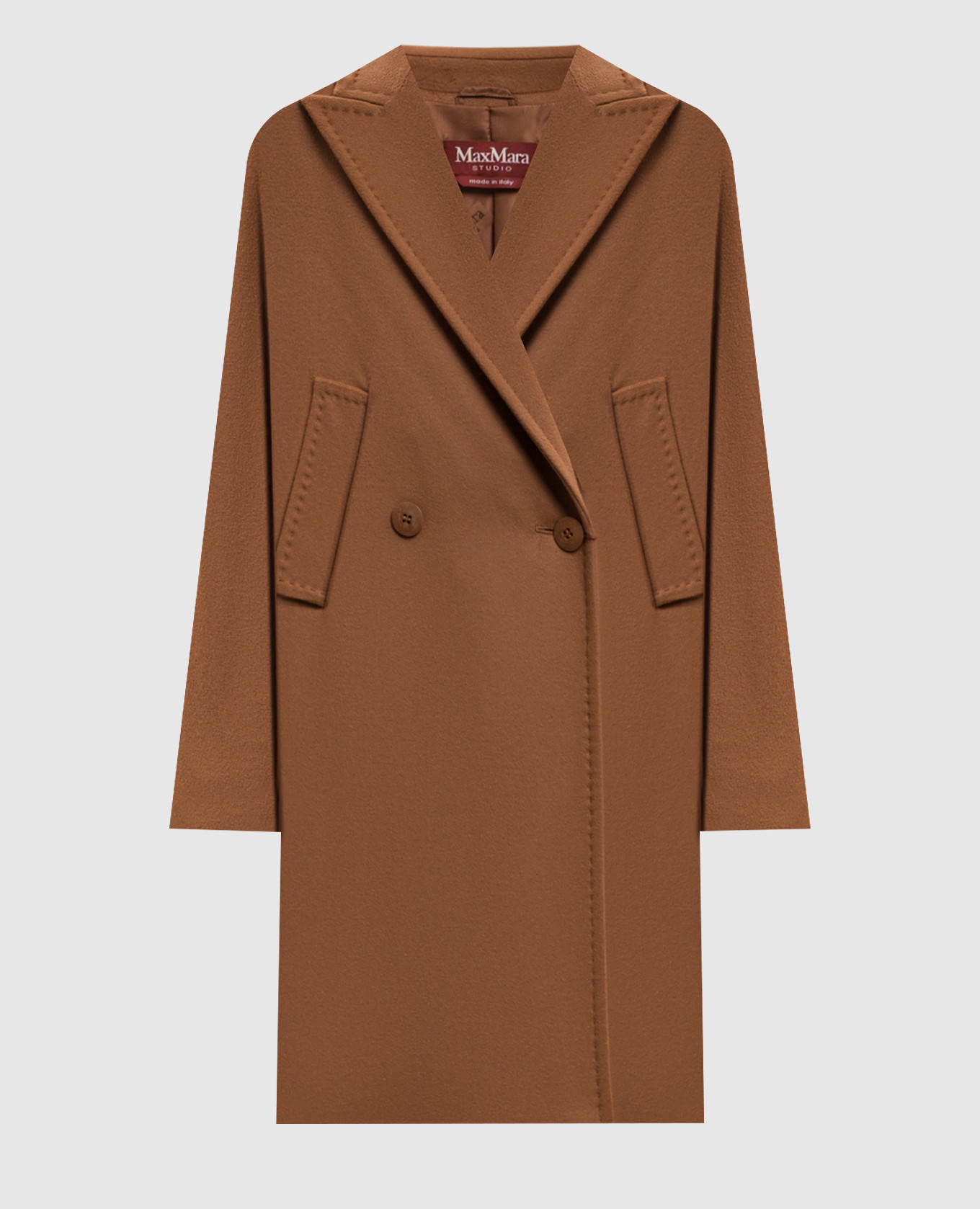 Brown double-breasted MASTRO wool coat