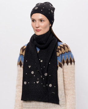 Twinset Black scarf with applique 262TO5611