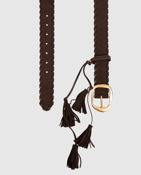 Twinset Brown suede belt with tassels 262TA4740