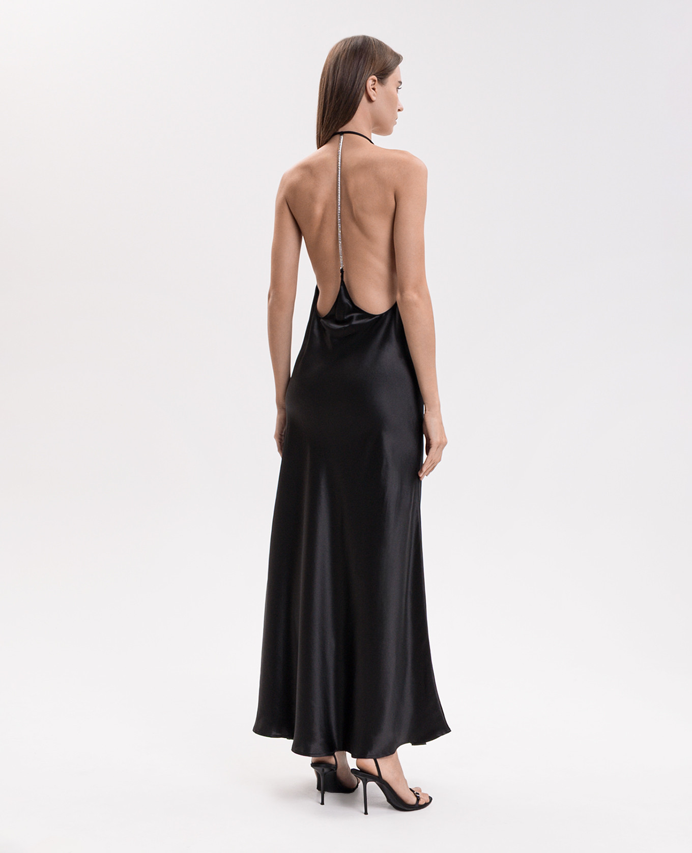Black silk maxi dress with open back Jacob Lee 3
