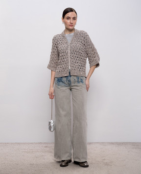 Peserico Gray T-shirt with monil chain A06872J05669A