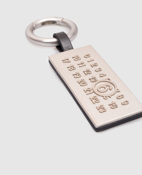 Maison Margiela MM6 Black leather bag keychain Numeric tag SA5UA0005P8885