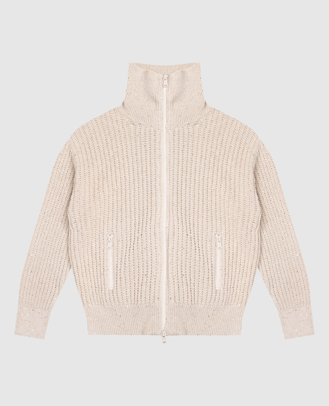 

Children's beige cardigan with sequins Brunello Cucinelli