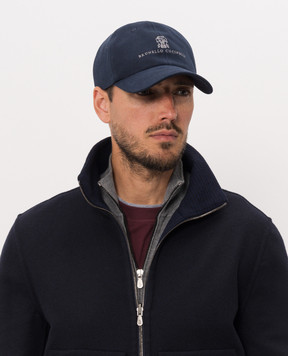 Brunello Cucinelli Blue cap with logo embroidery M252D9850