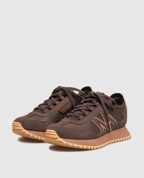 Moncler Pacey2 brown leather sneakers with logo L209A4M00130N0547