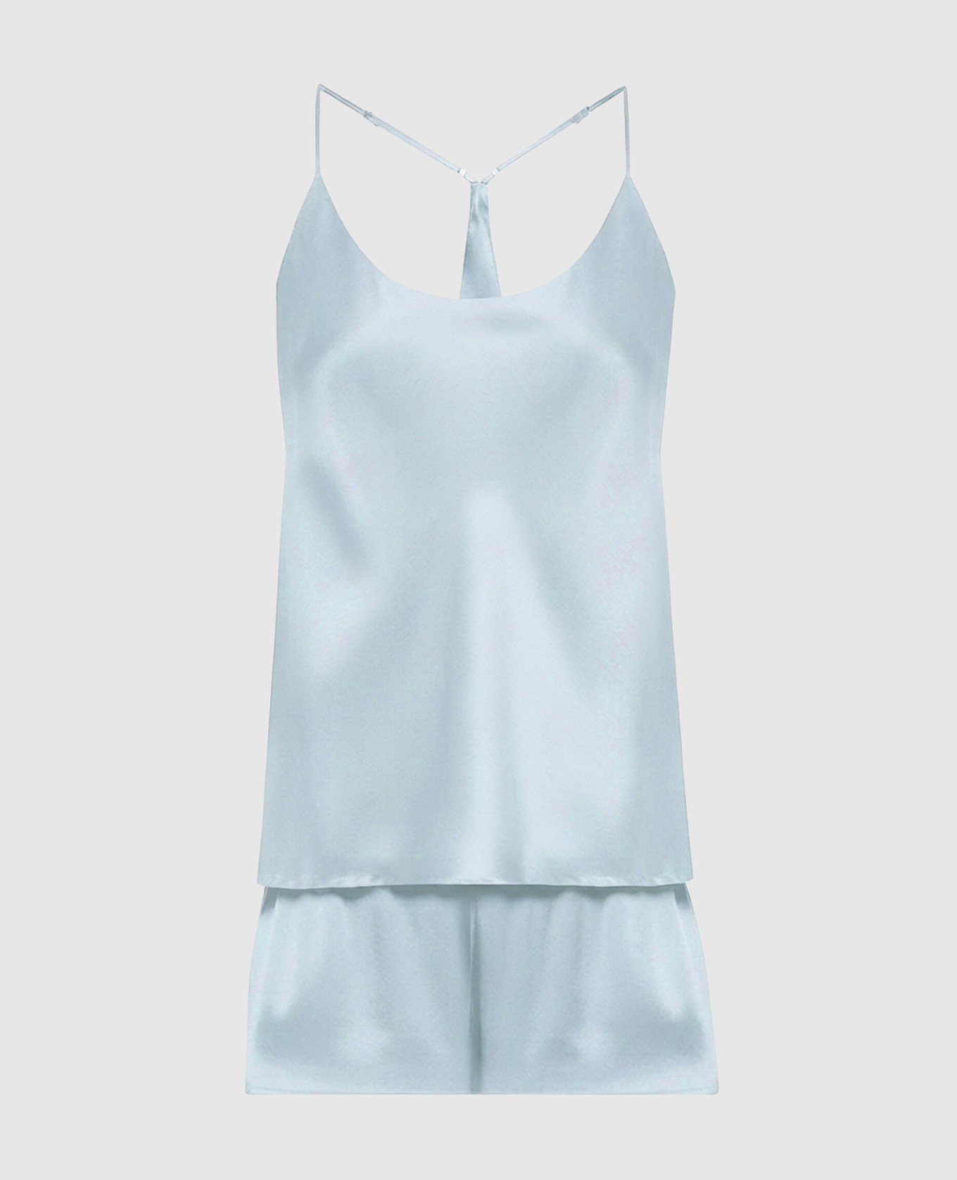 Blue silk pajamas