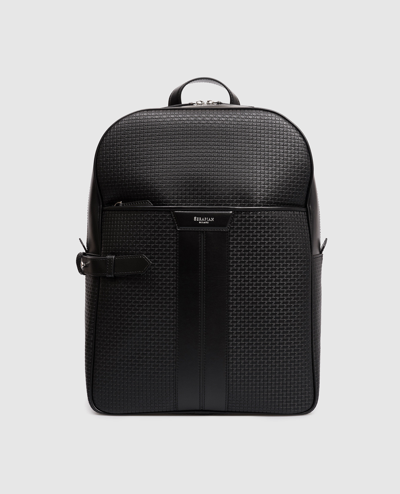 

Black leather backpack with logo Serapian