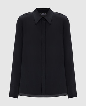 Peserico Black silk blouse with monil chain E0676407325
