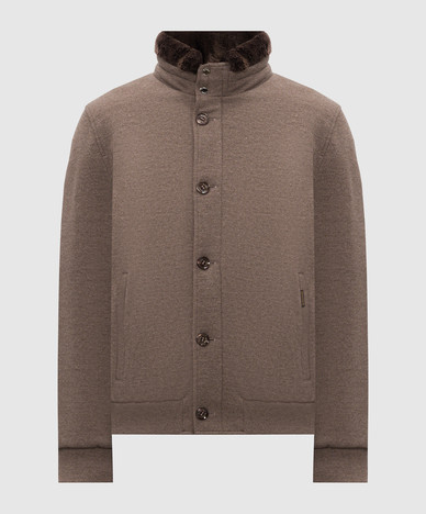 Brown CLEROS wool and cashmere down jacket