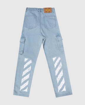 Off-White Kids' blue cargo jeans with logo patch 44BYB002S26D001