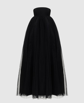 Off-White Black wool maxi dress with drape 2DB56VS26FAB001