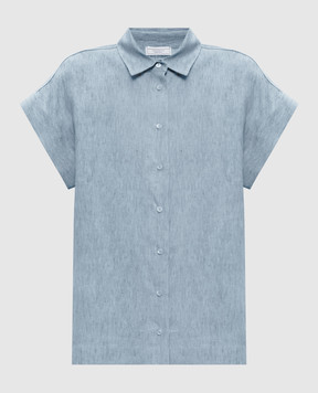 Peserico Blue linen shirt with lapels S0649802629