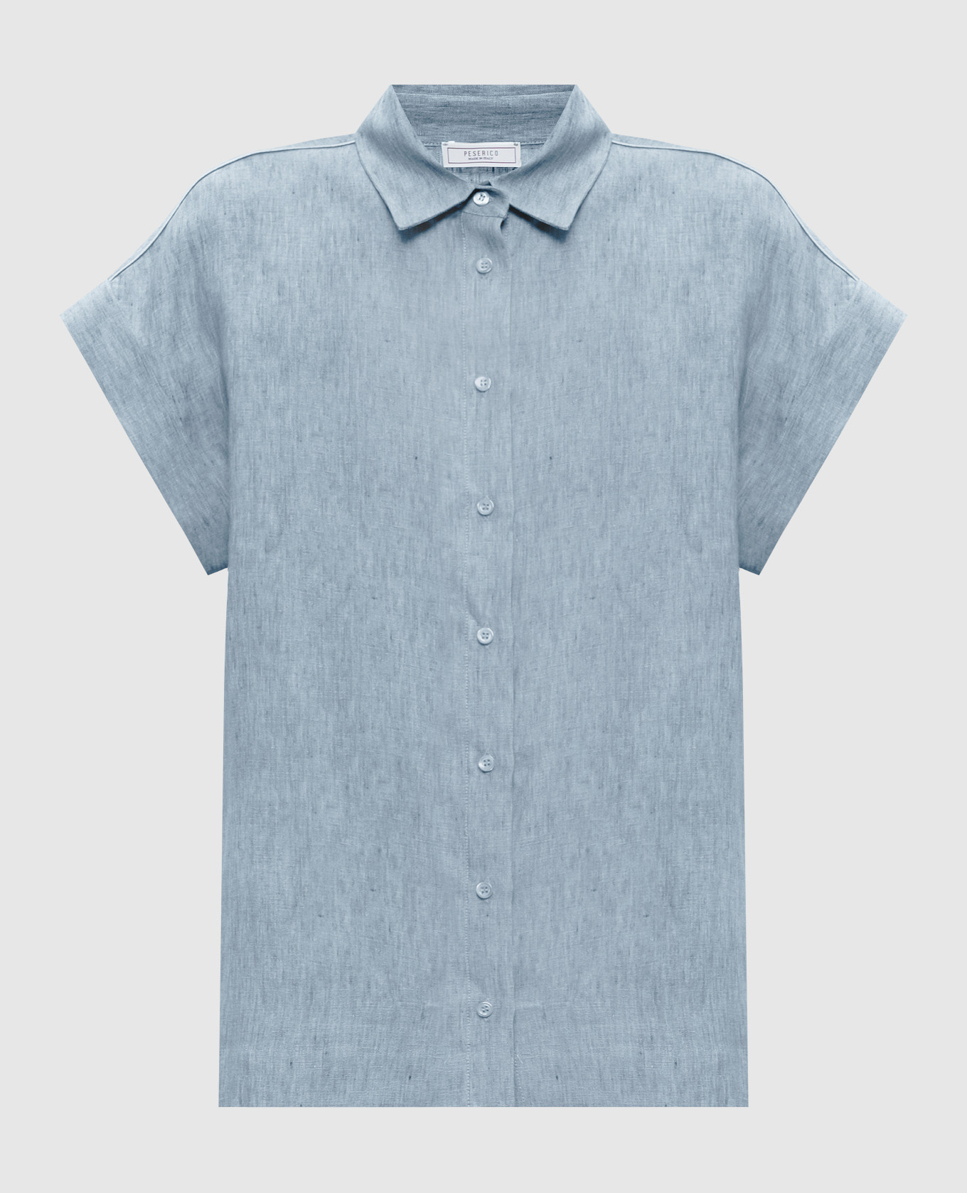 Blue linen shirt with lapels