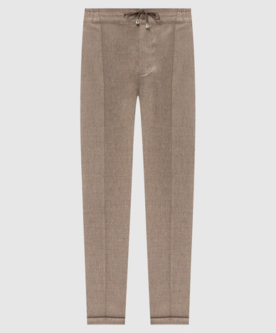Beige wool trousers with lapels